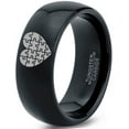 thumbnail image 1 of Tungsten Puzzle Heart Band Ring 8mm Men Women Comfort Fit Black Dome Polished, 1 of 4