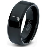 ZEALOT JEWELRY Tungsten Quarter Note Music Band Ring 8mm Men Women Comfort Fit Black Beveled Edge Polished