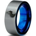 thumbnail image 1 of Tungsten Queen Princess Royalty Crown Monarch Band Ring 8mm Men Women Comfort Fit Blue Flat Cut Brushed Gray Polished, 1 of 4