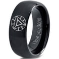 thumbnail image 1 of Tungsten Quote I Love You 3000 Engraved Band Ring 8mm Men Women Comfort Fit Black Dome Brushed Polished, 1 of 4