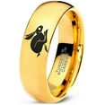thumbnail image 1 of Tungsten Rabbit Bunny Small Pet Band Ring 7mm Men Women Comfort Fit 18k Yellow Gold Dome Polished, 1 of 4