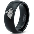 thumbnail image 1 of Tungsten Rabbit Bunny Small Pet Band Ring 8mm Men Women Comfort Fit Black Dome Polished, 1 of 4