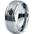 thumbnail image 1 of Tungsten Rabbit Bunny Small Pet Band Ring 8mm Men Women Comfort Fit Gray Step Bevel Edge Brushed Polished, 1 of 4
