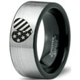 thumbnail image 1 of Tungsten Racing Flag Band Ring 8mm Men Women Comfort Fit Brushed Gray Flat Cut Black Polished Nascar Formula 1 Monster Truck Drag Checkered, 1 of 4