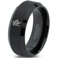 thumbnail image 1 of Tungsten Ram Rams Sheep Goat Band Ring 8mm Men Women Comfort Fit Black Beveled Edge Brushed Polished, 1 of 4