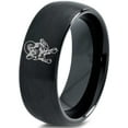 thumbnail image 1 of Tungsten Ram Rams Sheep Goat Band Ring 8mm Men Women Comfort Fit Black Dome Brushed Polished, 1 of 4