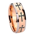 thumbnail image 1 of Tungsten Religious Faith Cross 8mm Shinny Rose Gold Two Tone Dome Men Ring, 1 of 1