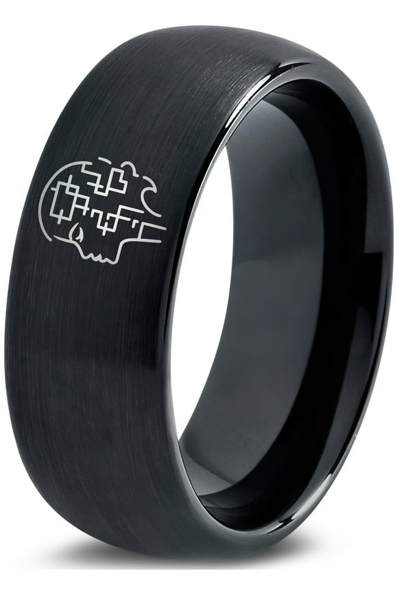 Black Jewelry Gamer Mens Rings Tungsten Wedding Bands Letter Ring Tungsten Gift Boyfriend