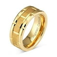 thumbnail image 1 of Tungsten Ring For Men Women Wedding Band Gold Brick Pattern Size 6-16 (Tungsten, 11.5), 1 of 6