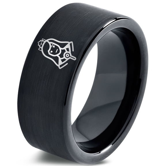 Gamer Tungsten Black Mens Wedding Band Custom Couple Rings Fingerprint Jewelry Jewelery