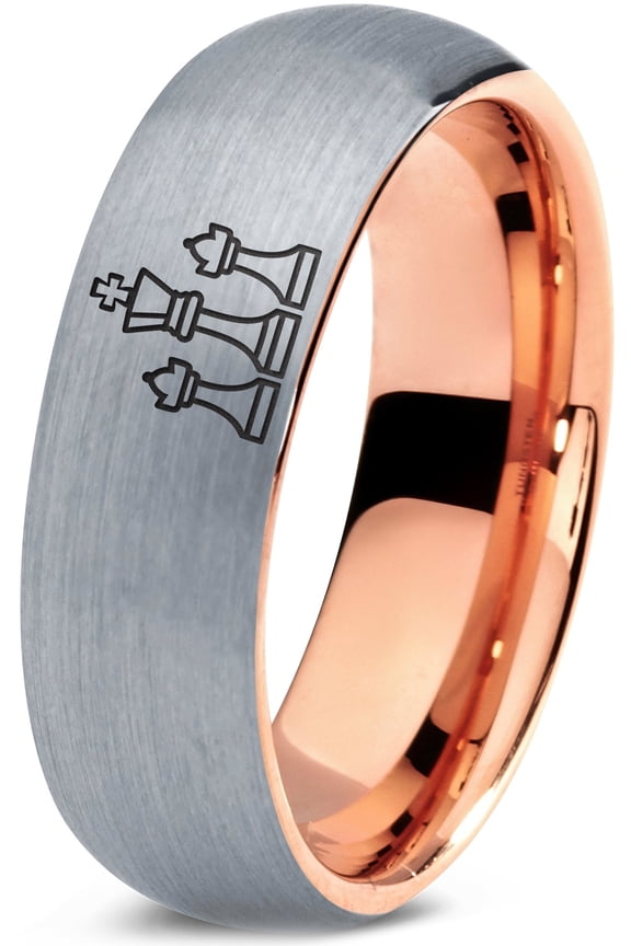 Tungsten Ring Gamer Rose Gold Jewelry Minimalist Wife 9th Anniversary Gift Custom Fathers Day Gifts