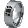 thumbnail image 1 of Tungsten Ringing Notification Bell Emoji Band Ring 8mm Men Women Comfort Fit Gray Flat Cut Brushed Polished, 1 of 4