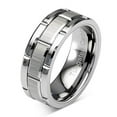 thumbnail image 1 of Tungsten Rings for Men Wedding Band Silver Brick Pattern Brushed Engagement Promise Size 6-16 (Tungsten, 16), 1 of 6