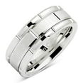 thumbnail image 1 of Tungsten Rings for Men Wedding Band White Gold Brick Pattern Rhodium Plated Size 6-16 (Tungsten, 8.5), 1 of 7