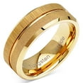 thumbnail image 1 of Tungsten Rings for Men Wedding Bands Gold Sandblast Brushed Grooved Size 6-16 (Tungsten, 8), 1 of 7