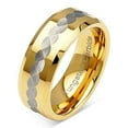 thumbnail image 1 of Tungsten Rings for Men Wedding Bands Two Tone Gold Silver Hammer Finish Middle Size 6-16 (Tungsten, 9.5), 1 of 6