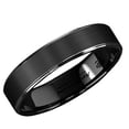 thumbnail image 1 of Tungsten Rings for Men Wedding Bands for Her 6mm Black Brushed Silver Stripe, 1 of 6