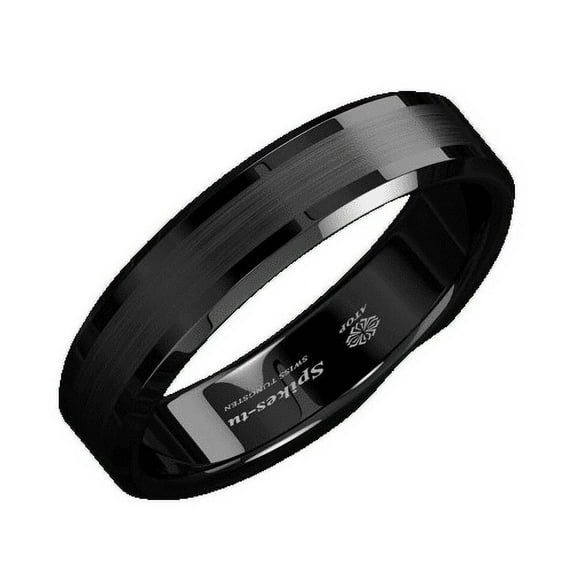 Tungsten Rings for Men Wedding Bands for Him 6mm Black Brushed Center