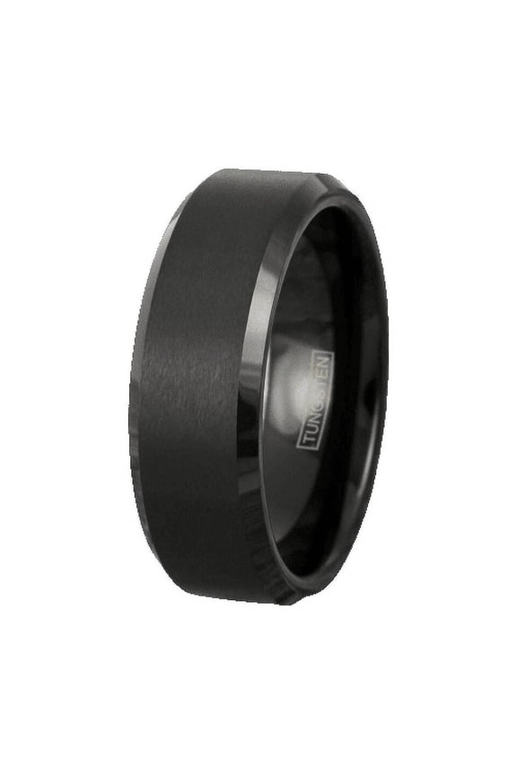 Tungsten Rings for Men Wedding Bands for Him 6mm Black Brushed Comfort Fit