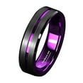 thumbnail image 1 of Tungsten Rings for Men Wedding Bands for Him 6mm Black Purple Line, 1 of 5