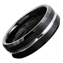 Tungsten Rings for Men Wedding Bands for Him 6mm Black Silver Line