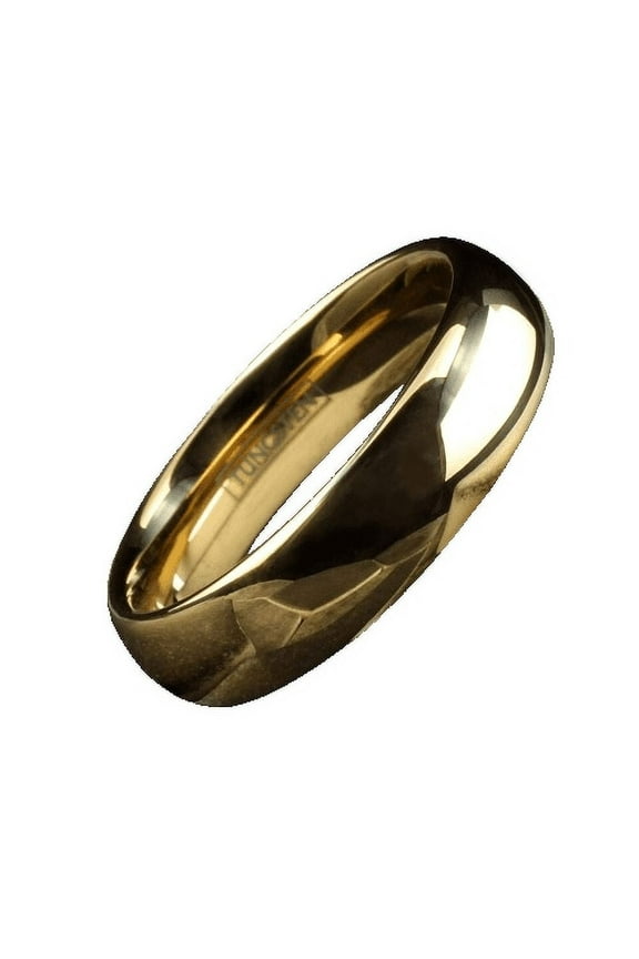 Tungsten Rings for Men Wedding Bands for Him 6mm Gold Polished Classic