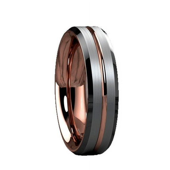 Tungsten Rings for Women Wedding Bands for Her 6mm Silver Brushed Rose Gold
