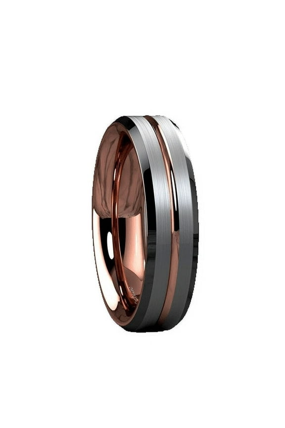 Tungsten Rings for Men Wedding Bands for Him 6mm Silver Brushed Rose Gold