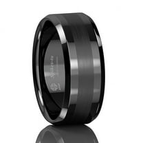 Tungsten Rings for Men Wedding Bands for Him 8mm Black Brushed Center