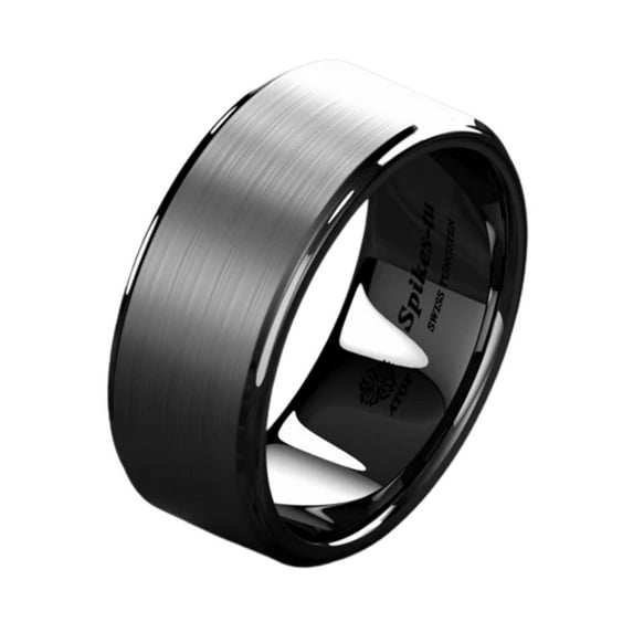 Tungsten Rings for Men Wedding Bands for Him 8mm Black Brushed Titanium Color
