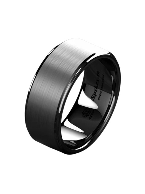Tungsten Rings for Men Wedding Bands for Him 8mm Black Brushed Titanium Color