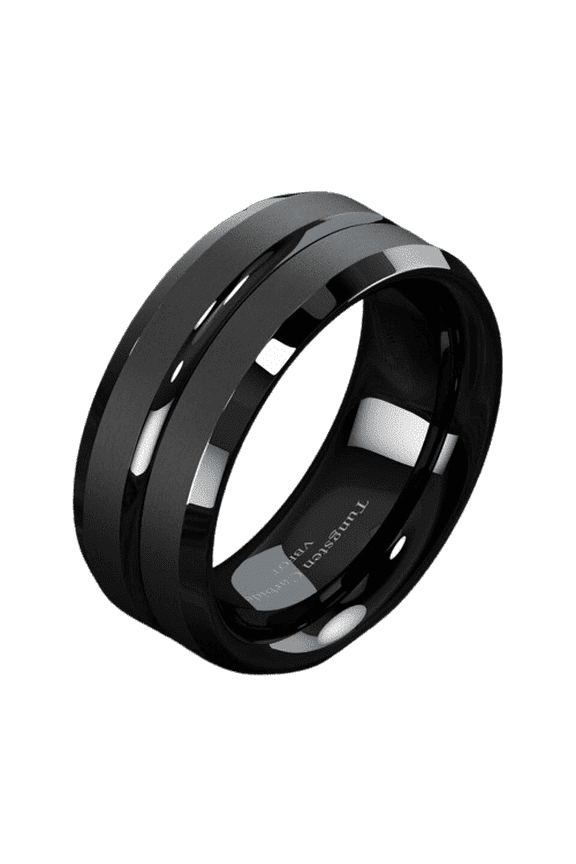 Tungsten Rings for Men Wedding Bands for Him 8mm Black Classic Comfort Fit
