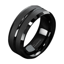 Tungsten Rings for Men Wedding Bands for Him 8mm Black Classic Comfort Fit