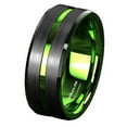 thumbnail image 1 of Tungsten Rings for Men Wedding Bands for Him 8mm Black Green Line, 1 of 6