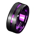 thumbnail image 1 of Tungsten Rings for Men Wedding Bands for Him 8mm Black Purple Line, 1 of 6