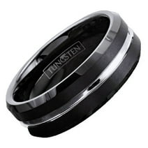 Tungsten Rings for Men Wedding Bands for Him 8mm Black Silver Line
