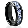 thumbnail image 1 of Tungsten Rings for Men Wedding Bands for Him 8mm Blue Black Silvering Celtic Dragon, 1 of 8