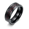 thumbnail image 1 of Tungsten Rings for Men Wedding Bands for Him 8mm Carbon Fiber 8mm Black & Red, 1 of 4