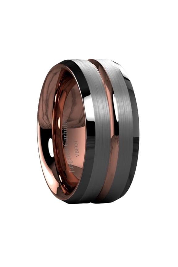 Tungsten Rings for Men Wedding Bands for Him 8mm Silver Brushed Rose Gold