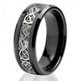 thumbnail image 1 of Tungsten Rings for Men Wedding Bands for Him 8mm Silver Celtic Dragon Black Tungsten Carbon, 1 of 7