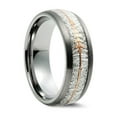 thumbnail image 1 of Tungsten Rings for Men Wedding Bands for Him 8mm Silver with Rose Gold Arrow, 1 of 5