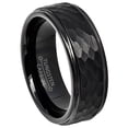 thumbnail image 1 of Tungsten Rings for Men Wedding Bands for Him Womens Wedding Bands for Her 6mm All Black Brushed Hammered Center, 1 of 8