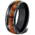 thumbnail image 1 of Tungsten Rings for Men Wedding Bands for Him Womens Wedding Bands for Her 6mm Black Koa Wood Inlay Dome Flower Design, 1 of 8