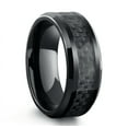 thumbnail image 1 of Tungsten Rings for Men Wedding Bands for Him Womens Wedding Bands for Her 6mm Black on Black Carbon Fiber, 1 of 7