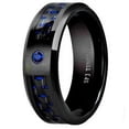 thumbnail image 1 of Tungsten Rings for Men Wedding Bands for Him Womens Wedding Bands for Her 6mm Blue Carbon Fiber Blue Diamond, 1 of 8