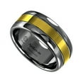 thumbnail image 1 of Tungsten Rings for Men Wedding Bands for Him Womens Wedding Bands for Her 6mm Dome Black Grooved Gold Center, 1 of 11