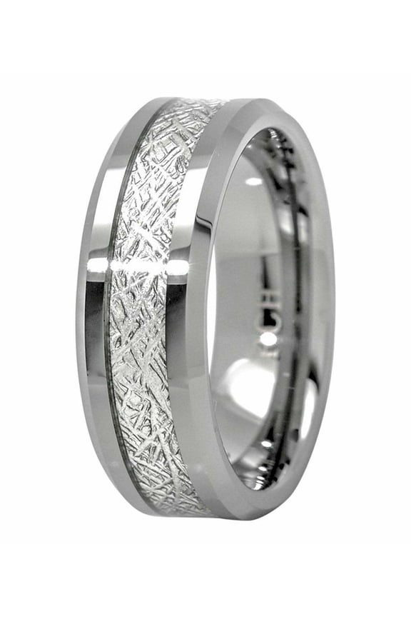 Tungsten Rings for Men Wedding Bands for Him Womens Wedding Bands for Her 6mm Earth's Metal Center Inlay