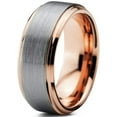 thumbnail image 1 of Tungsten Rings for Men Wedding Bands for Him Womens Wedding Bands for Her 6mm Rose Gold Inner with Silver Brushed Finish, 1 of 6