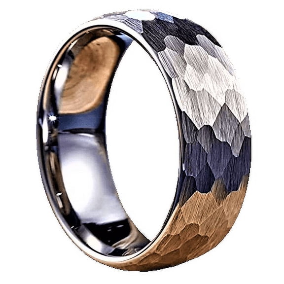 Tungsten Rings for Men Wedding Bands for Him Womens Wedding Bands for Her 8mm 8mm Silver Hammered Handmade