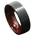 thumbnail image 1 of Tungsten Rings for Men Wedding Bands for Him Womens Wedding Bands for Her 8mm Black Brushed Red Sandal Wood Inlay Wedding Band Ring Men's Jewelry, 1 of 8